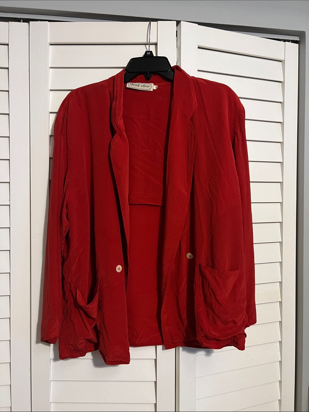 100% silk Vibrant Red Draped Blazer